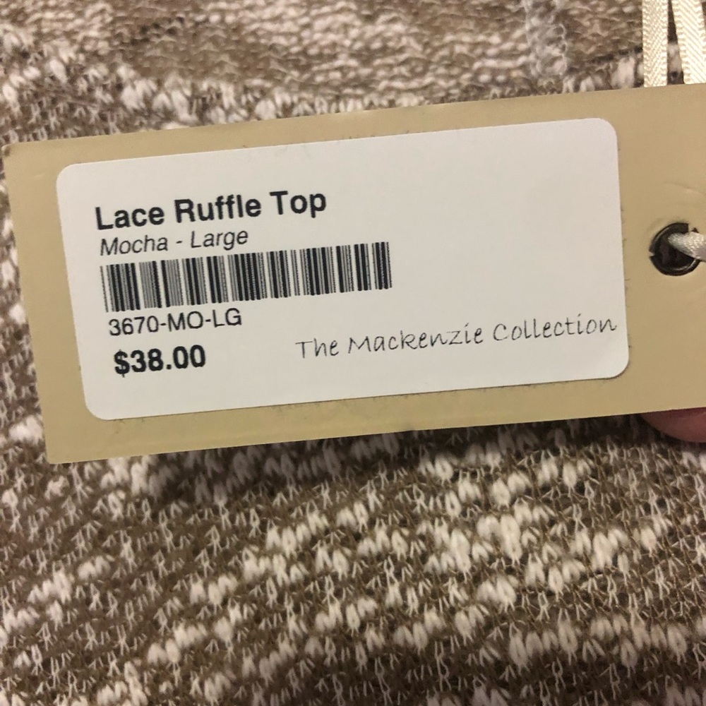 Entro NWT Ladies Long Sleeve Lace Lightweight Sweater in Mocha/Cream Marled Knit - Picture 3 of 7